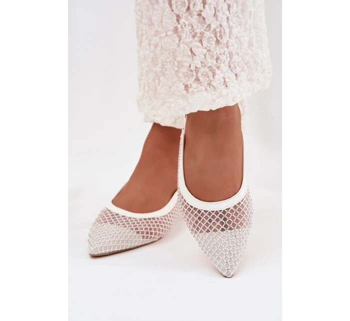 Síťované baleríny s patou bílé model 22032126 - Boto