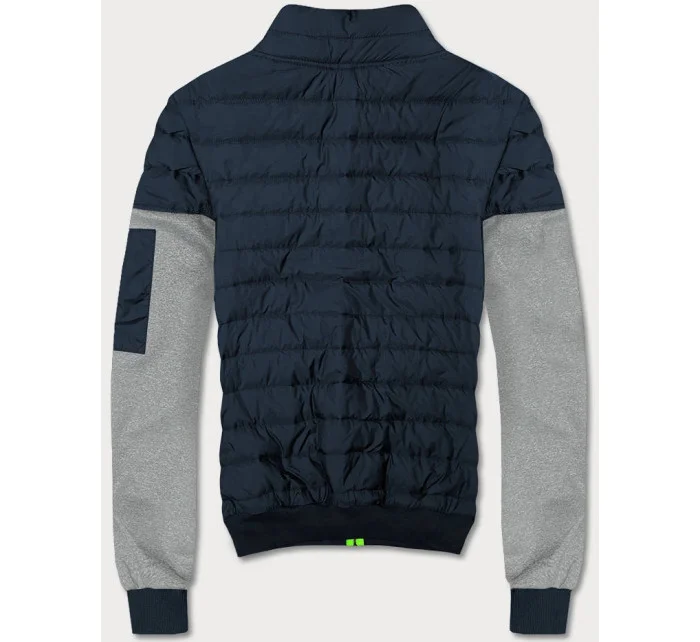 Tmavo modro-šedá pánska bunda s neónovými zipsami (8M907-215) Tmavo modro-šedá pánska bunda s neónovými zipsami (8M907-215)