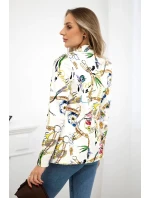 Bavlnená bunda s potlačou a gombíkom ecru