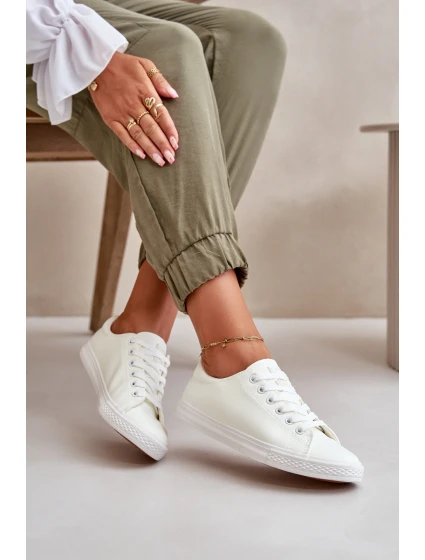 Dámské kožené šněrovací klasické tenisky bílé model 21590967 - EVENTO