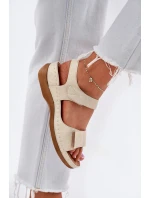 Pohodlné dámské sandály na suchý zip zlaté model 21694170 - EVENTO