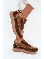 Zamszowe Sneakersy Damskie Big Star OO274A313 HI-POLY SYSTEM Brązowe Panterka