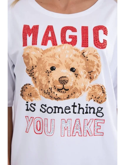 Kúzelná blúzka s potlačou biela