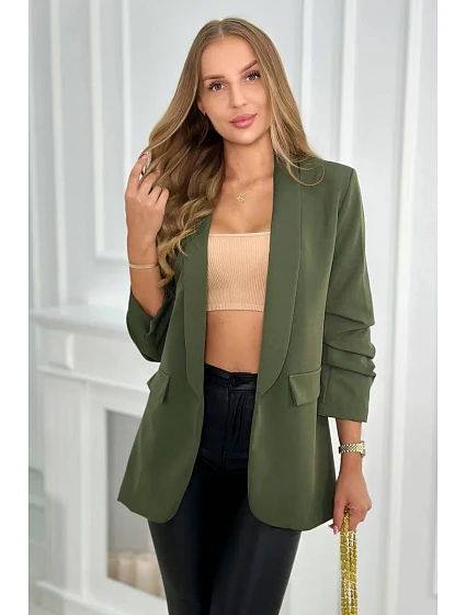 Bunda s klopou elegantní khaki