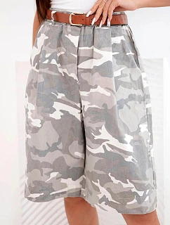Dámské letní kraťasy s páskem a model 22205865 vzorem béžové - K-Fashion