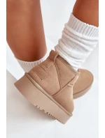 Dámské semišové sněhule na platformě béžové model 21670427 - Boto