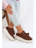 Dámské tenisky na platformě s ozdobnými čokoládové model 21919538 - Boto