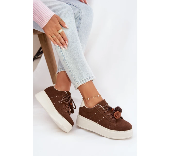 Dámské tenisky na platformě s ozdobnými čokoládové model 21919538 - Boto
