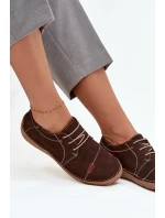 Dámske kožené čižmy s prešívaním Artiker - hnedé