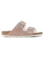 Birkenstock Arizona Suede Leather Shearling Pink Clay LAF Insulated Flip Flops Narrow (1023258) - dámske