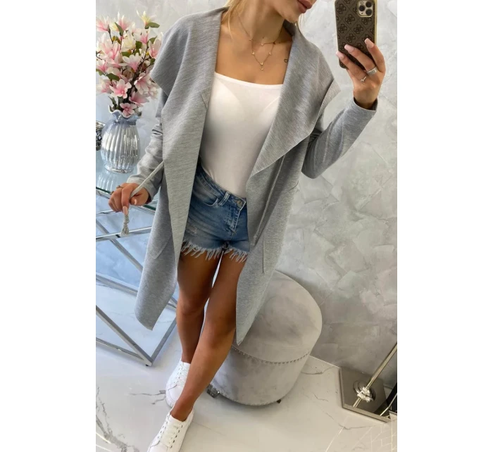 Volná pláštěnka s kapucí šedá