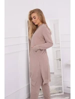 Mikinová súprava s dlhšou stranou tmavo béžová