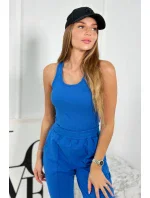 Set 3 v 1 mikina s cvočkami + top + nohavice nevädza modrá