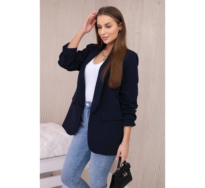 Bunda s chlopňou elegantná tmavomodrá