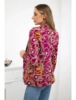 Bavlnená bunda s potlačou a gombíkom tmavo fialová Bavlnená bunda s potlačou a gombíkom tmavo fialová