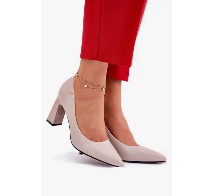 Elegantné dámske lodičky na širokom podpätku Vinceza - sivé Elegantné dámske lodičky na širokom podpätku Vinceza - sivé