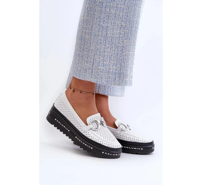 Dámske mokasíny LR750 / 197161 Biela s čiernou - S.Barski Dámske mokasíny LR750 / 197161 Biela s čiernou - S.Barski