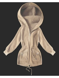 Svetlý béžový prehoz z alpaky s vreckami (W010#)