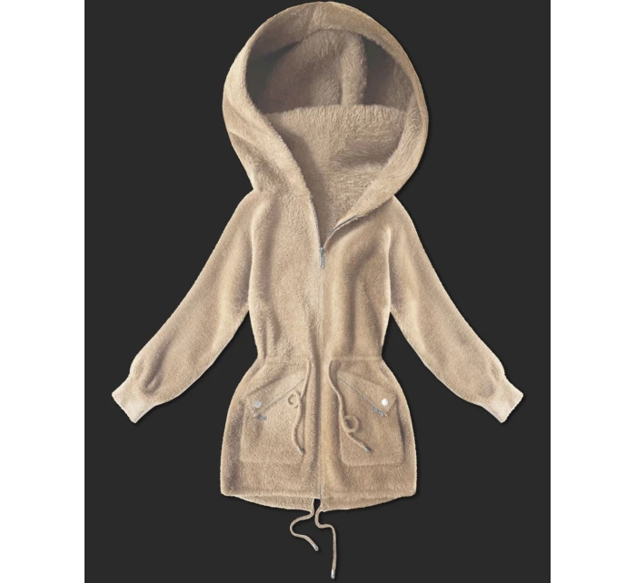 Světle béžový přehoz přes oblečení typu alpaka s kapsami model 21482451 - MHM