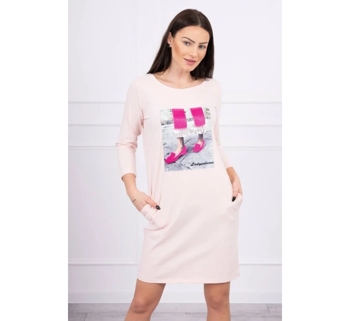 3D grafické šaty so zirkónmi v ružovej farbe 3D grafické šaty so zirkónmi v ružovej farbe