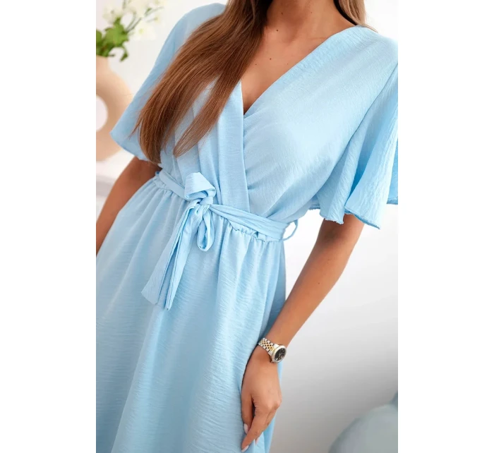 Šaty s vrstveným výstrihom modré Šaty s vrstveným výstrihom modré