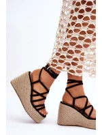 Skórzane Sandałki Na Koturnie Czarne Margaritt Skórzane Sandałki Na Koturnie Czarne Margaritt