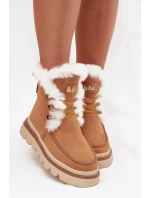 Dámske snehule z prírodného semišu Lee Cooper - camel