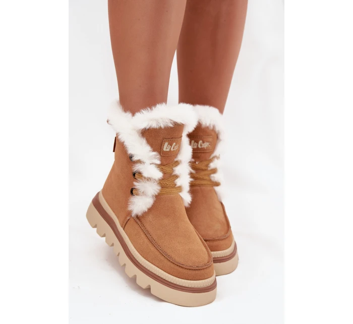 Dámske snehule z prírodného semišu Lee Cooper - camel