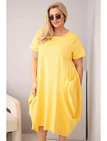 Dámske bavlnené šaty s vreckami v nadmernej veľkosti žltá