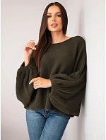 Svetr dámský s přídavkem model 22540772 oversize khaki - K-Fashion