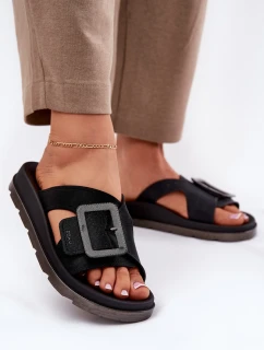 Dámské Pantofle S Přezkou Černé model 21695857 - Zaxy