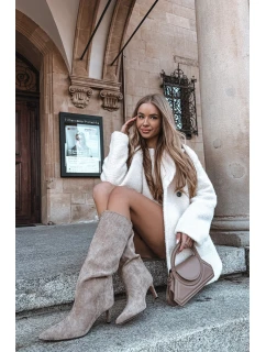 Dámské kozačky na skluzavku vyhřívané na jehlu Béžové olivové