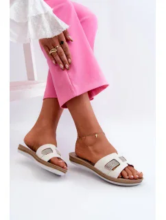 Pohodlné lesklé dámske žabky Inblu BA000050 White