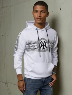 Pánská mikina s kapucí a potiskem bílá Dstreet model 21968201 - FashionStreet