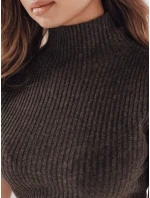 Dámský žebrovaný svetr s krátkým rukávem hnědý Dstreet model 21991056 - FashionStreet