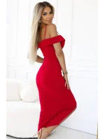 Midi šaty s odhalenými rameny a výstřihem model 21188869 - numoco basic Midi šaty s odhalenými rameny a výstřihem model 21188869 - numoco basic