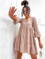 Béžové bodkované šaty s volánmi (706) Béžové bodkované šaty s volánmi (706)