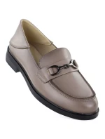 Dámské kožené polobotky mokasíny béžové model 22015081 - VINCEZA Dámské kožené polobotky mokasíny béžové model 22015081 - VINCEZA