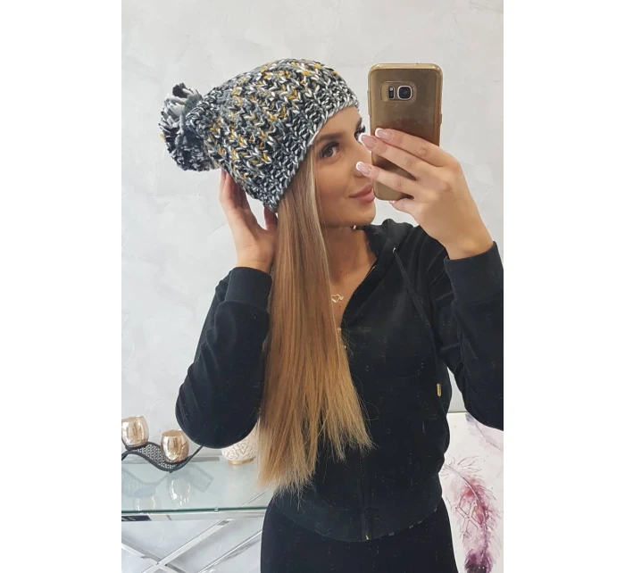 Dámska čiapka s brmbolcom Maria K335 tmavo šedá Dámska čiapka s brmbolcom Maria K335 tmavo šedá