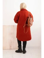 Dámske Plus veľkosť vlnený kabát s vreckami a golierom Rudy