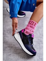 Dámská sportovní obuv na klínku model 21596635 černé a Námořnická modrá - Goe