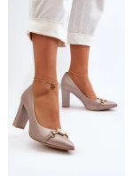 Lodičky s perlami a podpatkem ze kůže model 21652581 - Zazoo