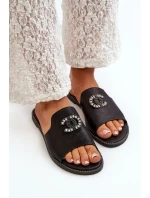 Elegantní Dámské Lesklé Žabky S Ozdobou model 21665164 Černé - S.Barski