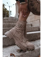 Dámské workery boty s ozdobným zateplené béžové model 21715364 - Boto