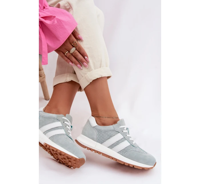 Dámské tenisky z přírodního semiše mátové model 22007477 - EVENTO