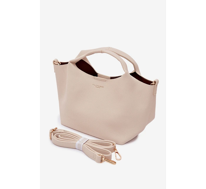 Kožená taška z imitace světle béžová Corisse