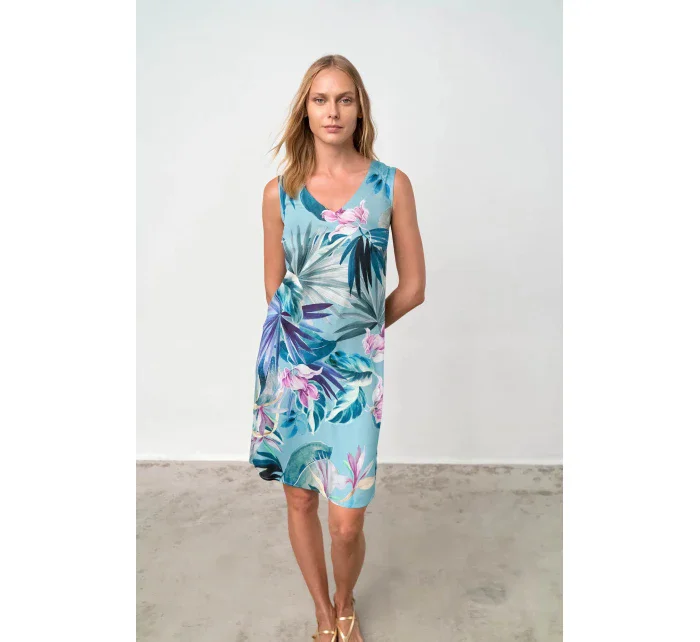 Dámske modré šaty Bahia 18527 s kvetmi - Vamp Dámske modré šaty Bahia 18527 s kvetmi - Vamp