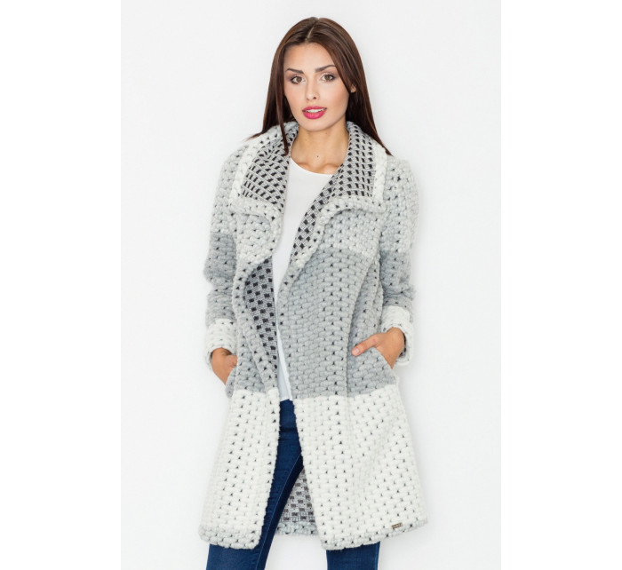 Dámsky kabát / sveter M507 Sivo-biely - Figl