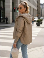 Dámská přechodná prošívaná bunda s kapucí camel Dstreet model 21995988 - FashionStreet