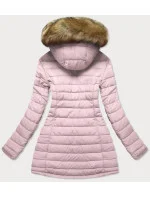 Tmavomodrá a ružová obojstranná dámska zimná bunda s kapucňou (w213) Tmavomodrá a ružová obojstranná dámska zimná bunda s kapucňou (w213)